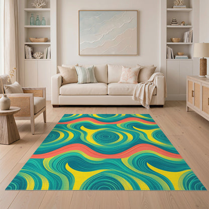 Blue Teal Swirl Abstract No. 4 Area Rug