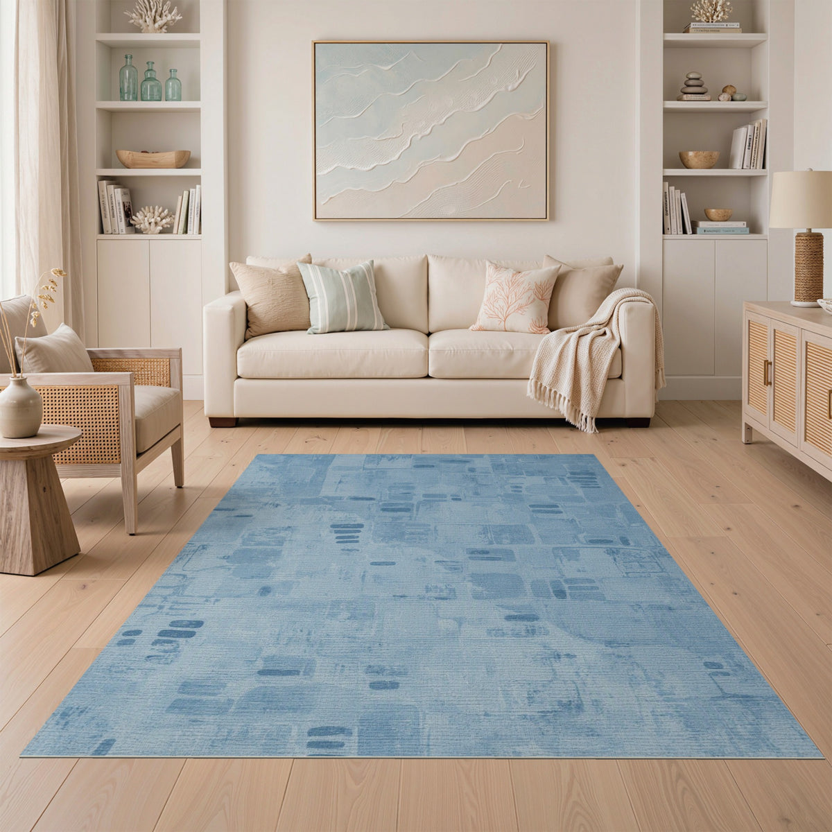 Blue Abstract Block Area Rug