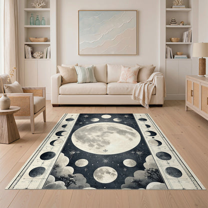 Celestial Moon Phases Washable Rug