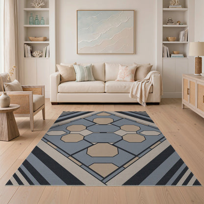 Grey Octagon Geometric Area Rug