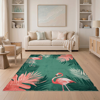 Pink Flamingo Distressed Area Rug