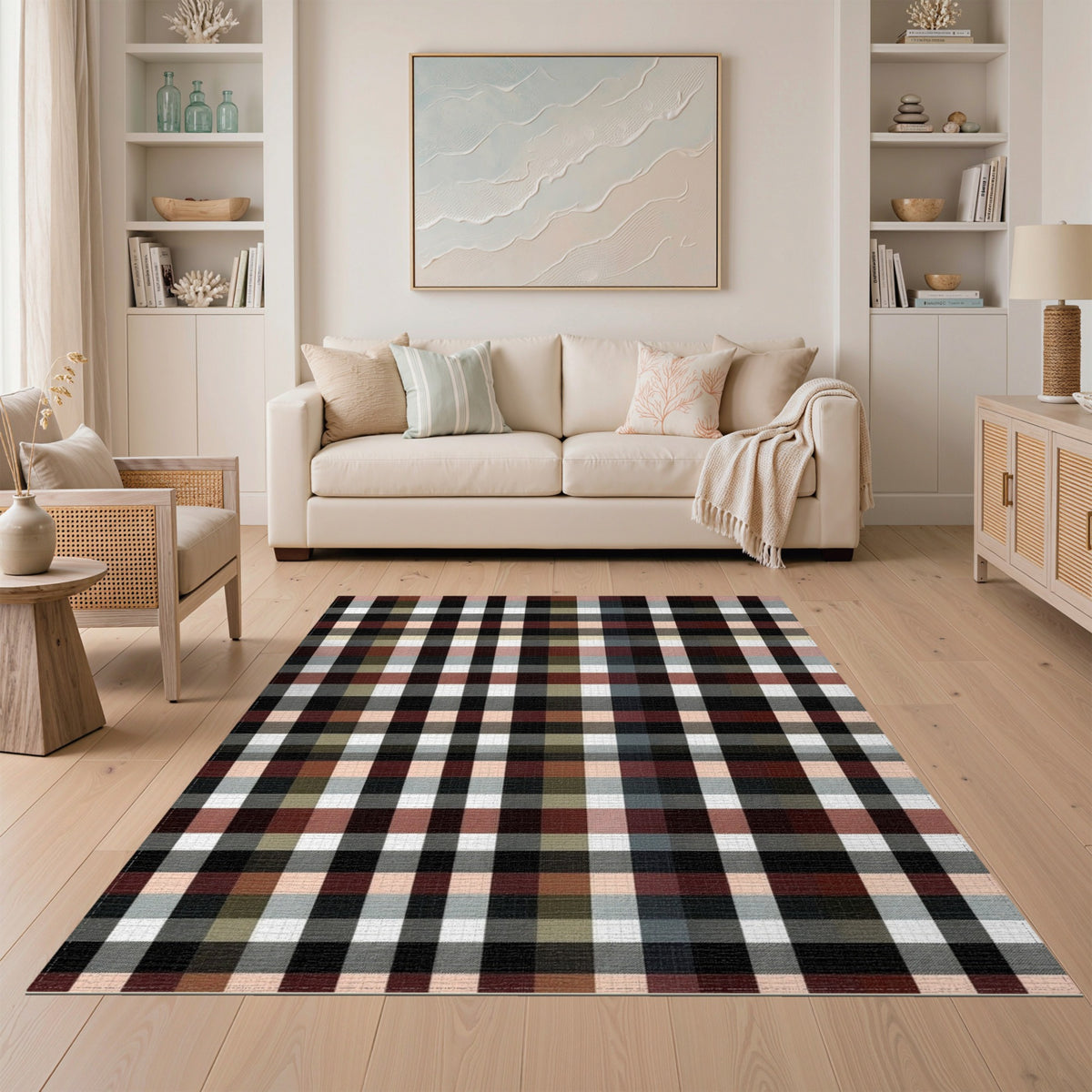 Multi-color and Patterns Multi-Color Plaid Checkered Area Rug