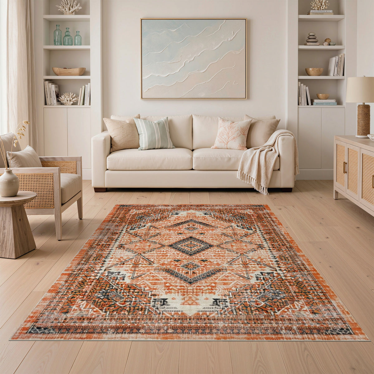 Orange Heritage Tribal Area Rug