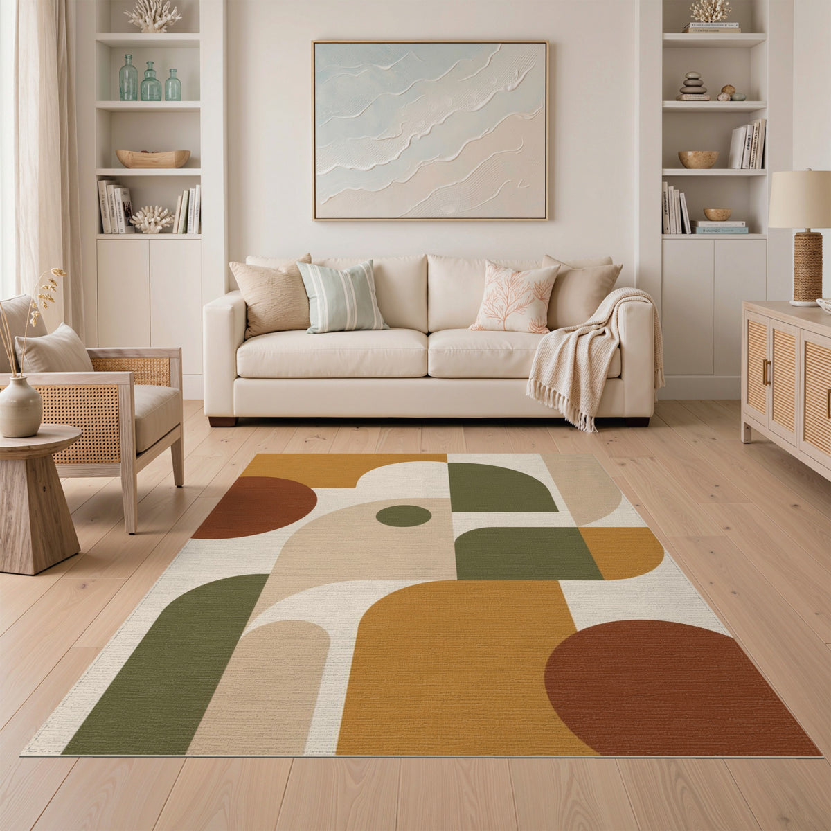 Modern Geometric Brown Tan No. 3 Area Rug