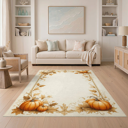Autumn Pumpkin Frame Washable Area Rug