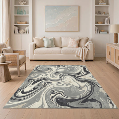 Grey Abstract Area Grey Marble Swirl Abstract Area Rug