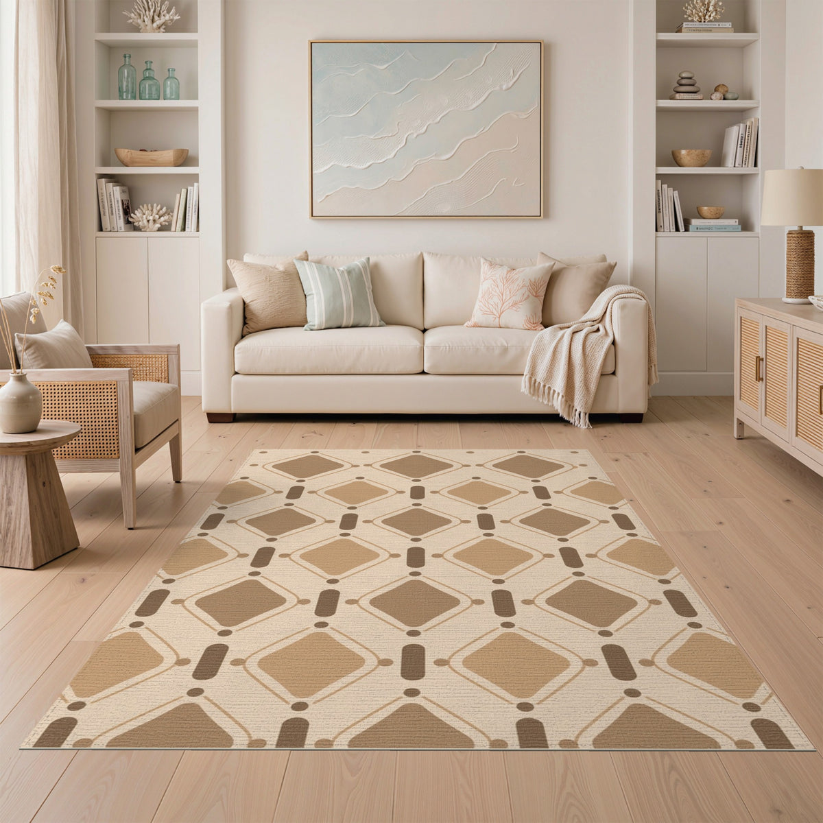 Geometric Modern Brown Geometric Diamond Area Rug