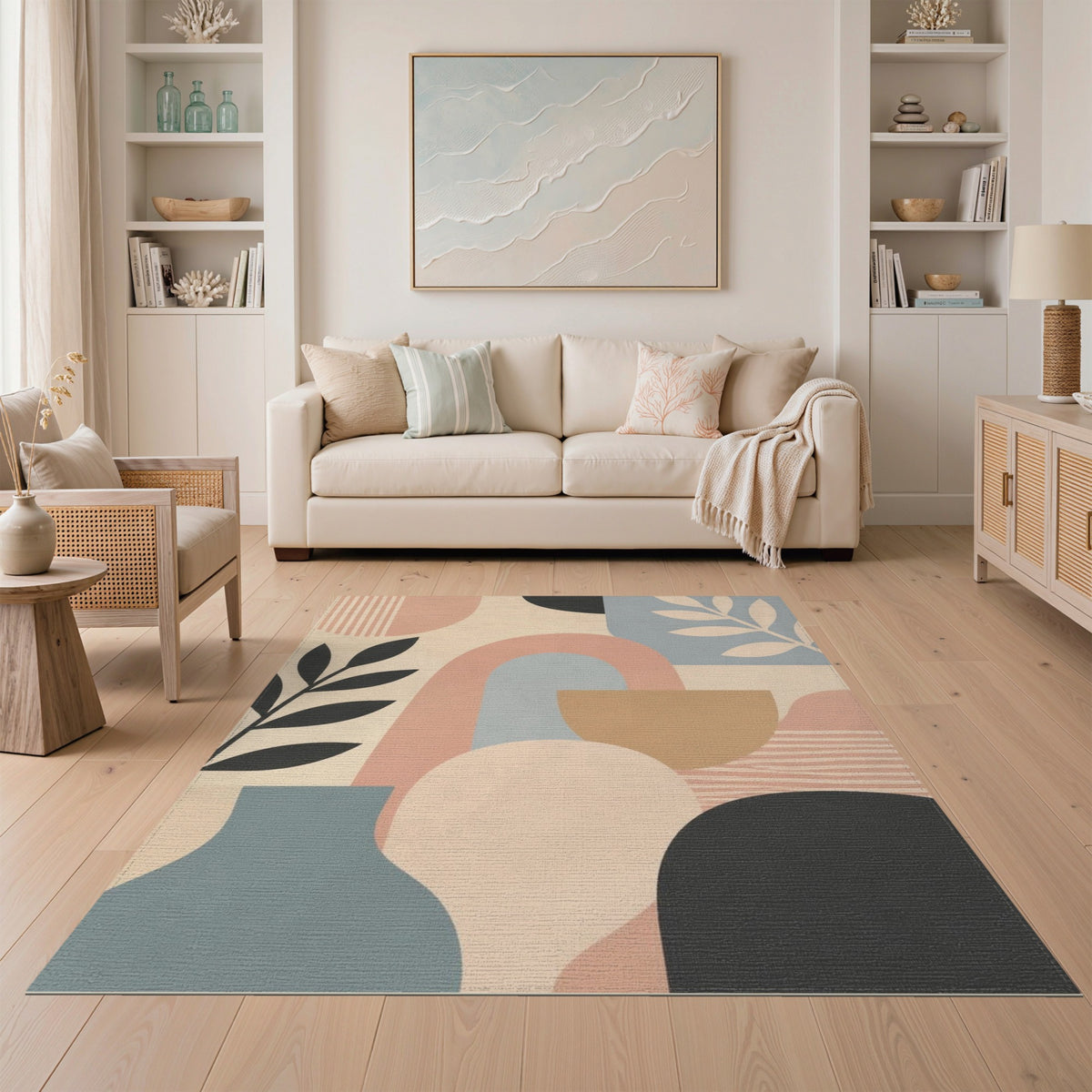 Beige Abstract Arch Area Rug