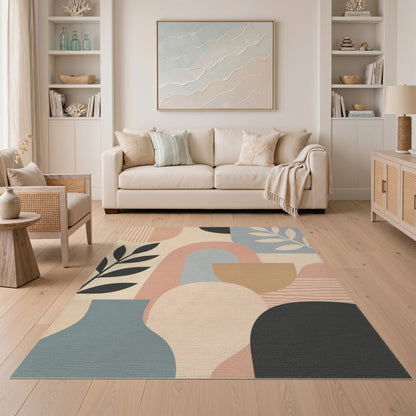 Beige Abstract Arch Area Rug