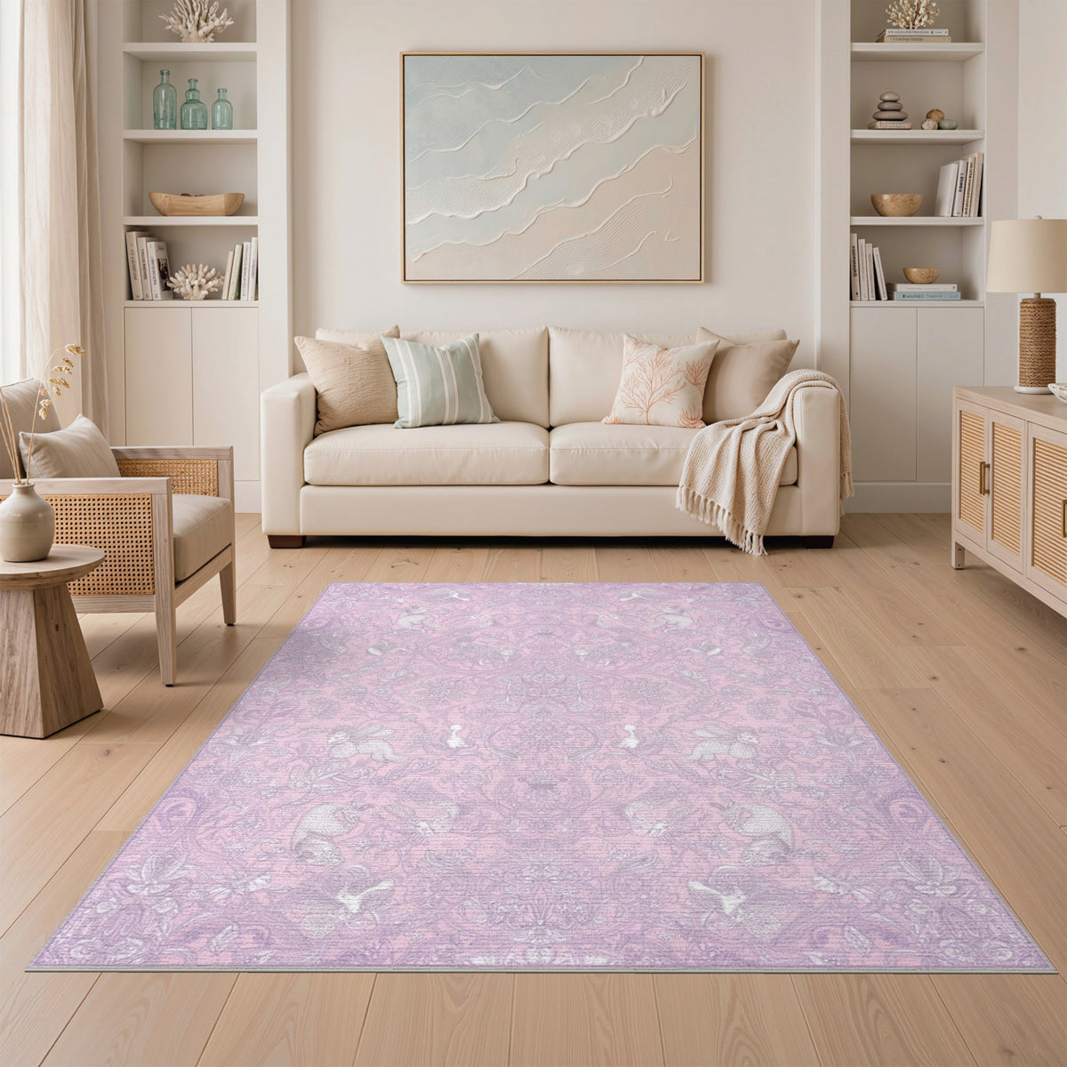 Pink Floral Unicorn Area Rug
