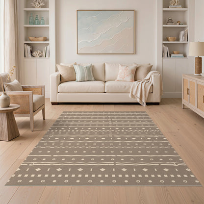 Brown Tan Heritage Tribal Area Rug