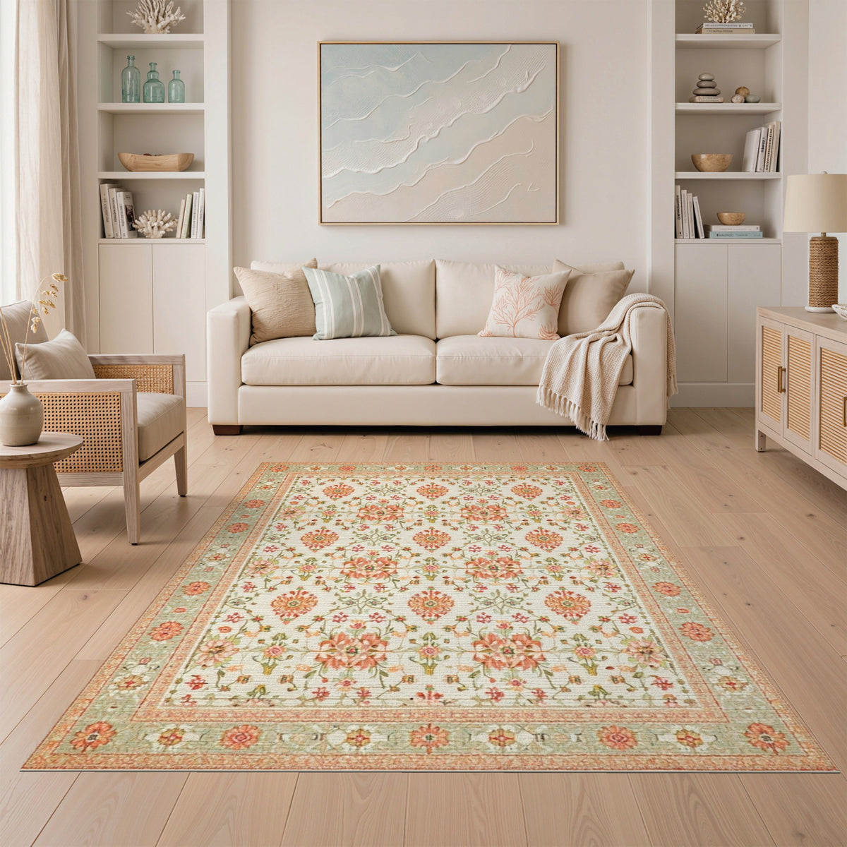 Pink Floral Medallion Vintage No. 7 Area Rug