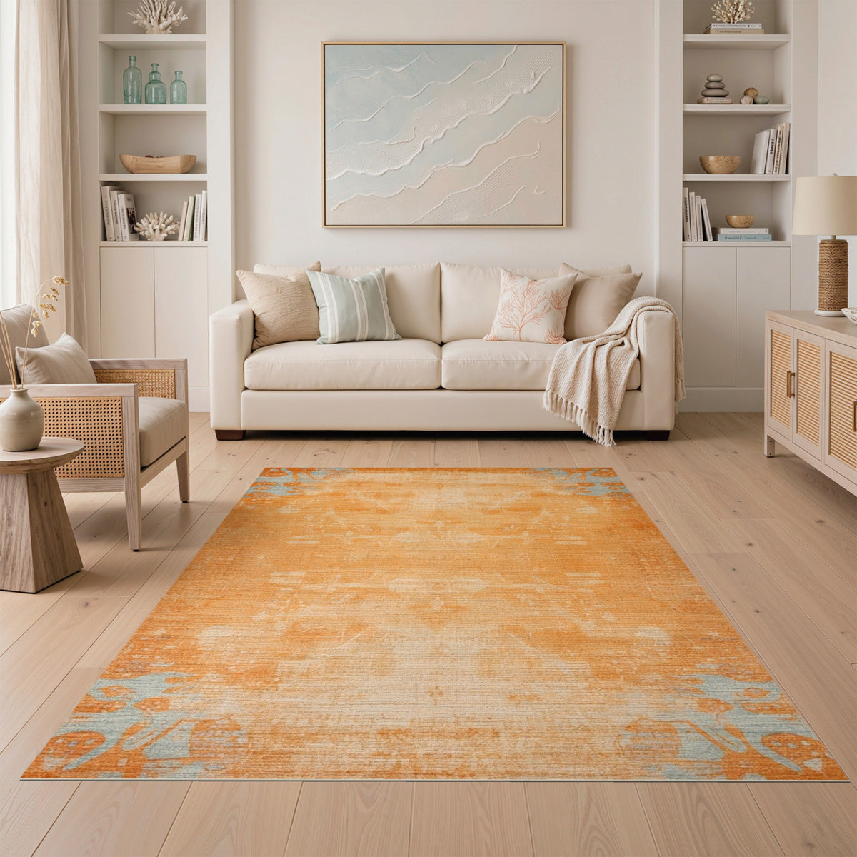 Orange Distressed Vintage Area Rug