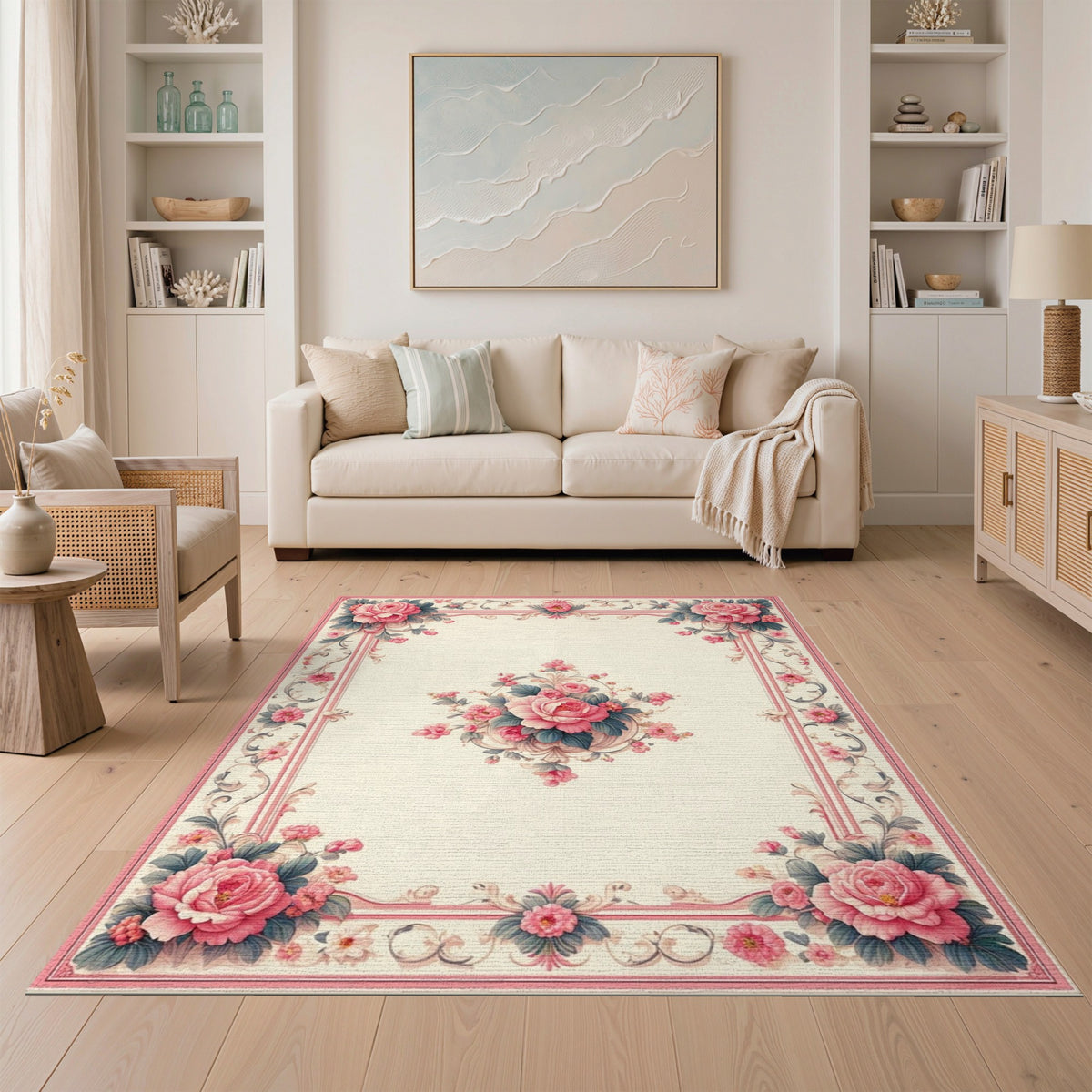 Pink Rose Floral Vintage No. 26 Area Rug