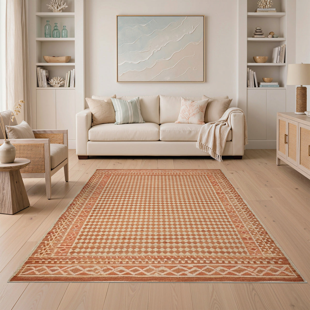 Orange Southwestern Diamond Rug