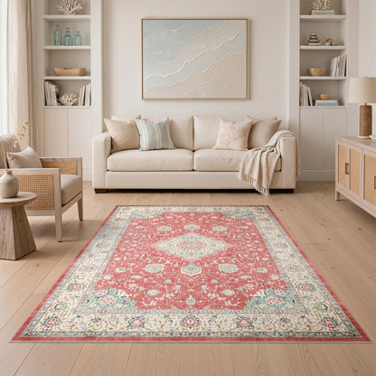 Red Persian Floral Medallion No. 26 Area Rug