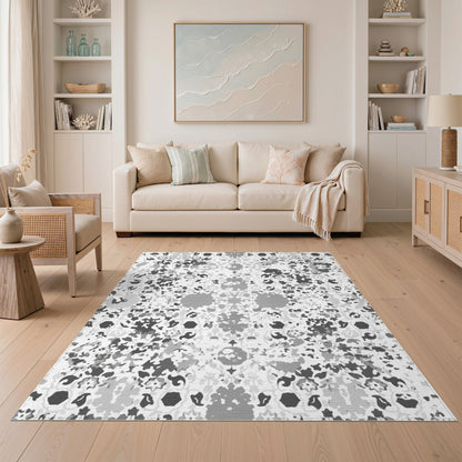 Black and White Black White Distressed Vintage Area Rug