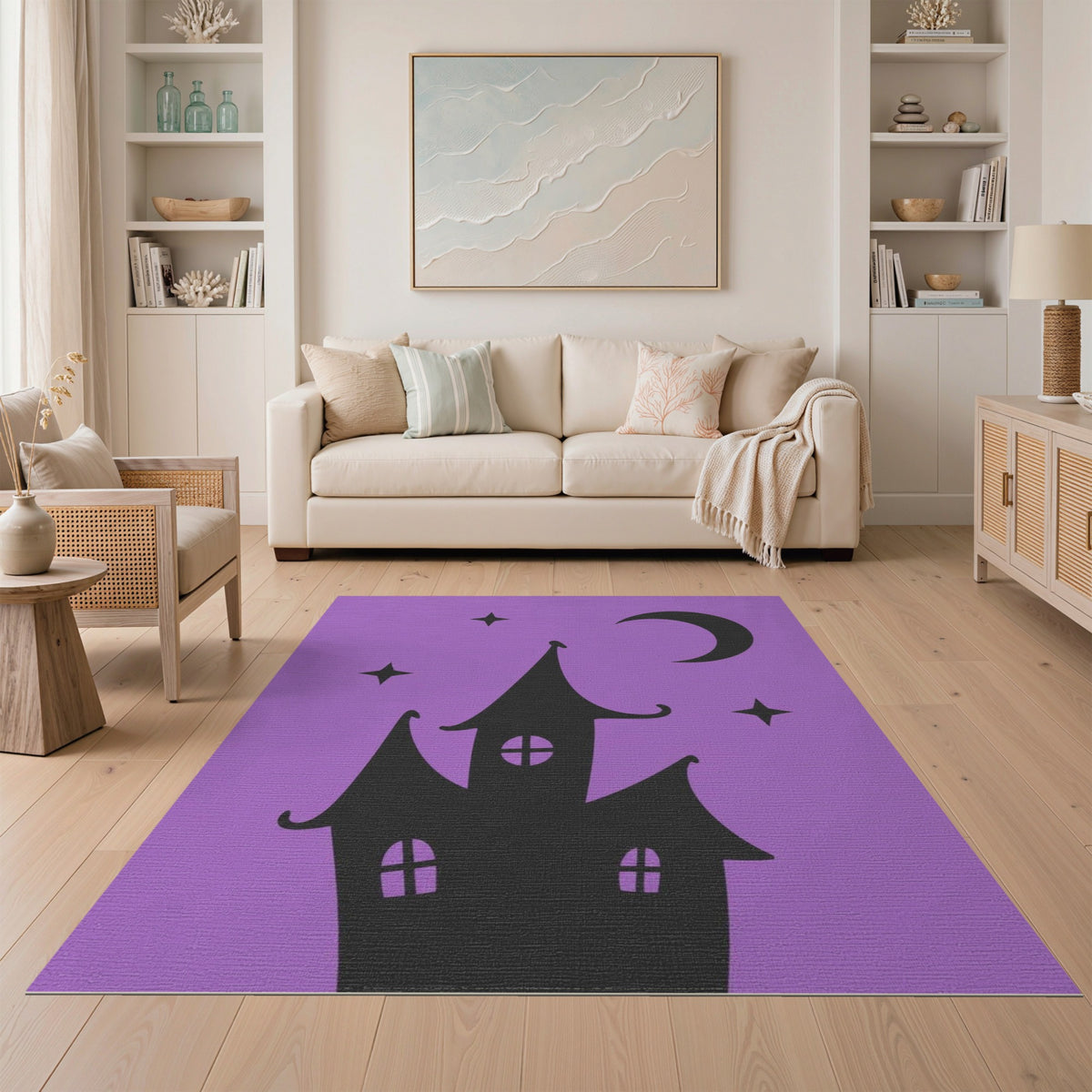Purple Haunted Castle Kids Rug