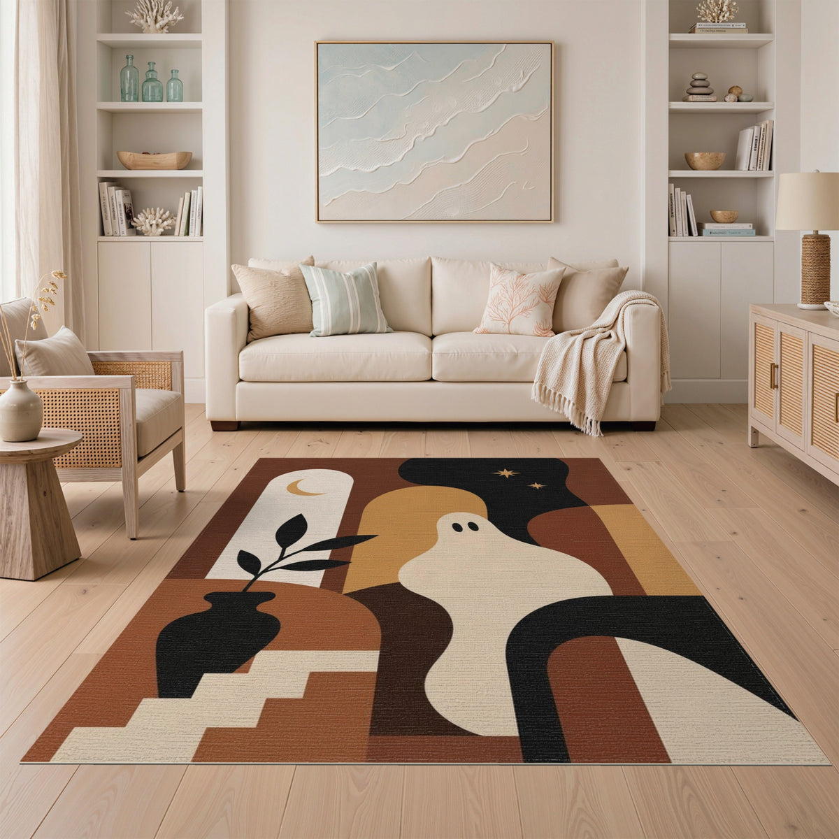 Brown Abstract Ghost Area Rug