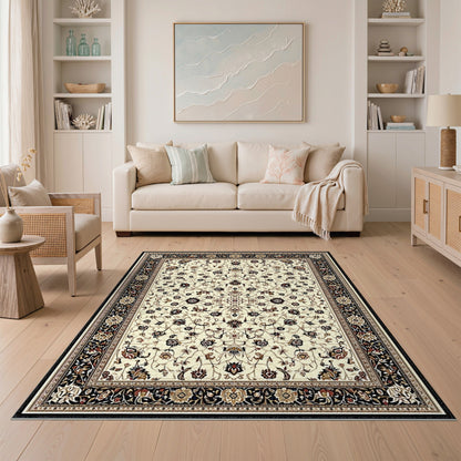 Traditional Persian Beige and Neutral Beige Persian Floral Area Rug