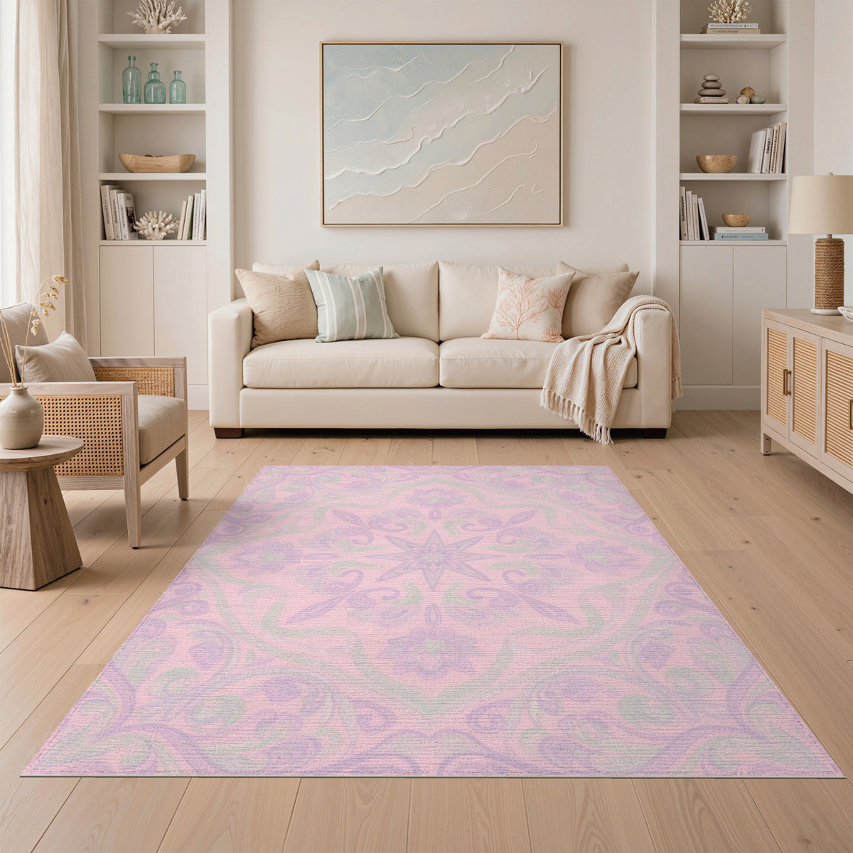 Pink Floral Vintage Area Rug