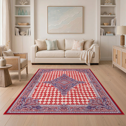 Red Persian Medallion Diamond Area Rug