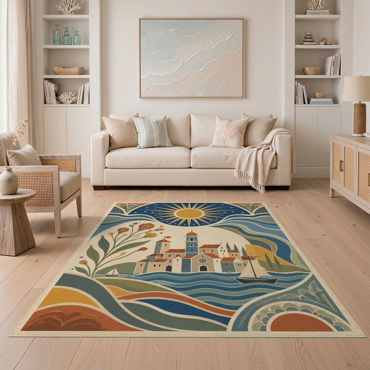 Coastal Village Sunburst Area Rug