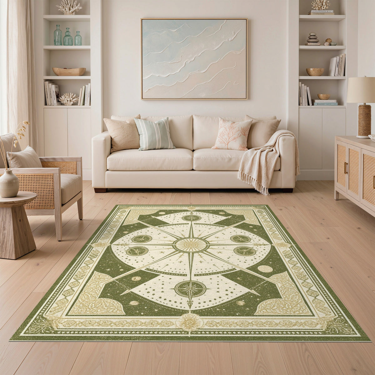 Green Heritage Celestial Compass Rug