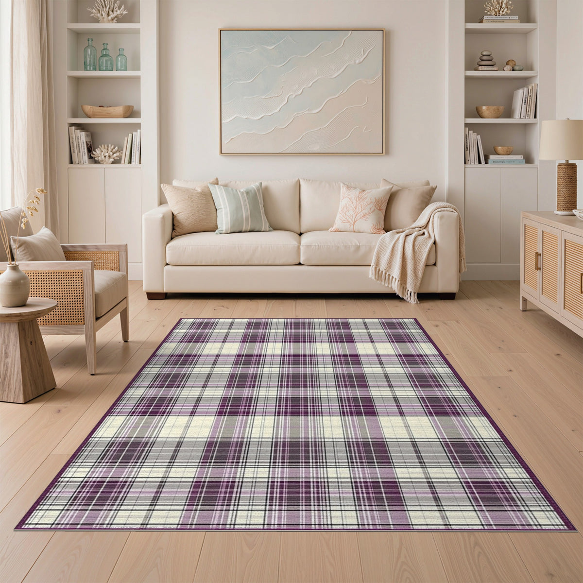 Geometric Modern Plaid Purple Plaid Geometric Area Rug