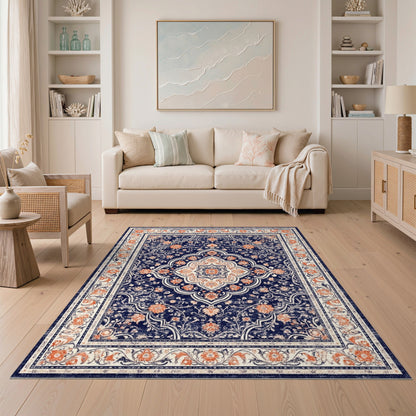 Navy Floral Blue and Teal Navy Blue Floral Persian Area Rug