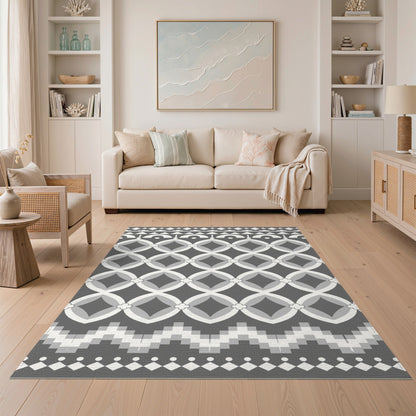 Grey Geometric Lattice Area Rug
