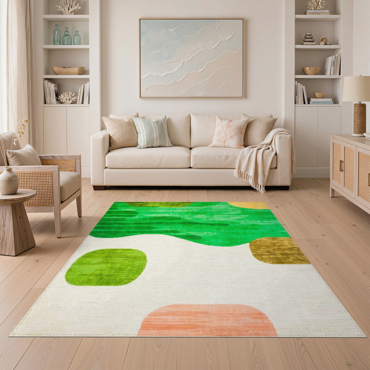 Green Abstract Wavy Area Rug