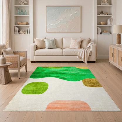Green Abstract Wavy Area Rug