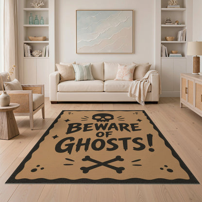 Beware of Ghosts Skull Halloween Rug
