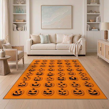 Orange Halloween Pumpkin Kids Cartoon Area Rug