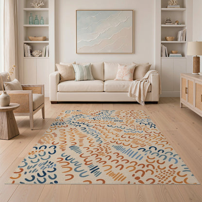 Multi-Color Abstract Curves Area Rug
