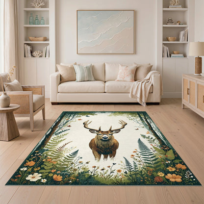 Majestic Deer Woodland Area Rug