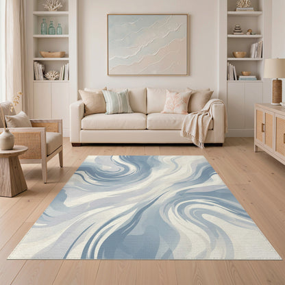 Blue Swirl Abstract Area Rug