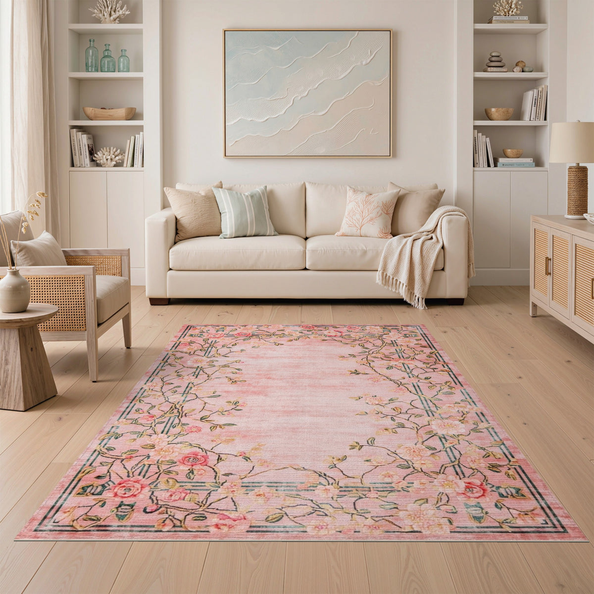 Pink Rose Floral Vintage No. 22 Area Rug
