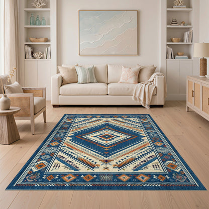 Blue and Teal Heritage Tribal Blue Area Rug