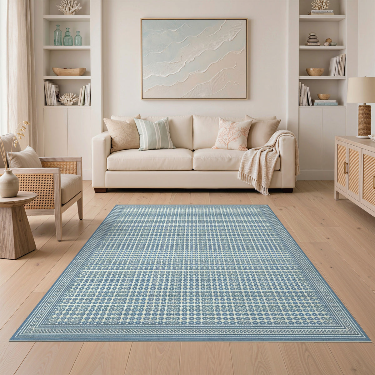 Blue Floral Vintage Washable No. 2 Area Rug