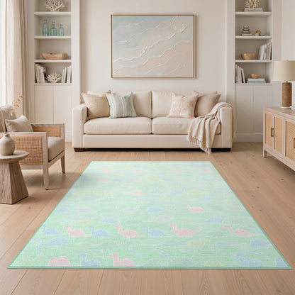 Pastel Dinosaur Kids Area Rug