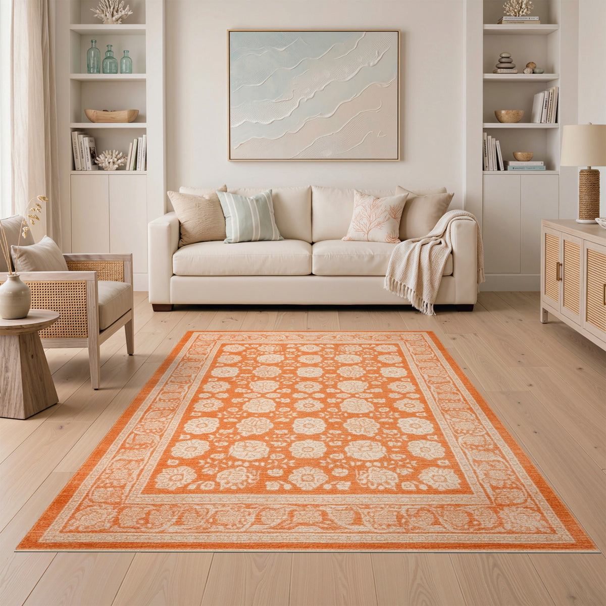 Orange Floral Vintage No. 66 Area Rug