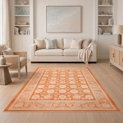 Orange Floral Vintage No. 66 Area Rug