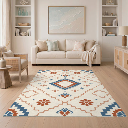 Southwestern Blue Geometric Medallion Rug