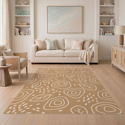 Brown and Tan Abstract Area Brown Abstract Leaf Area Rug
