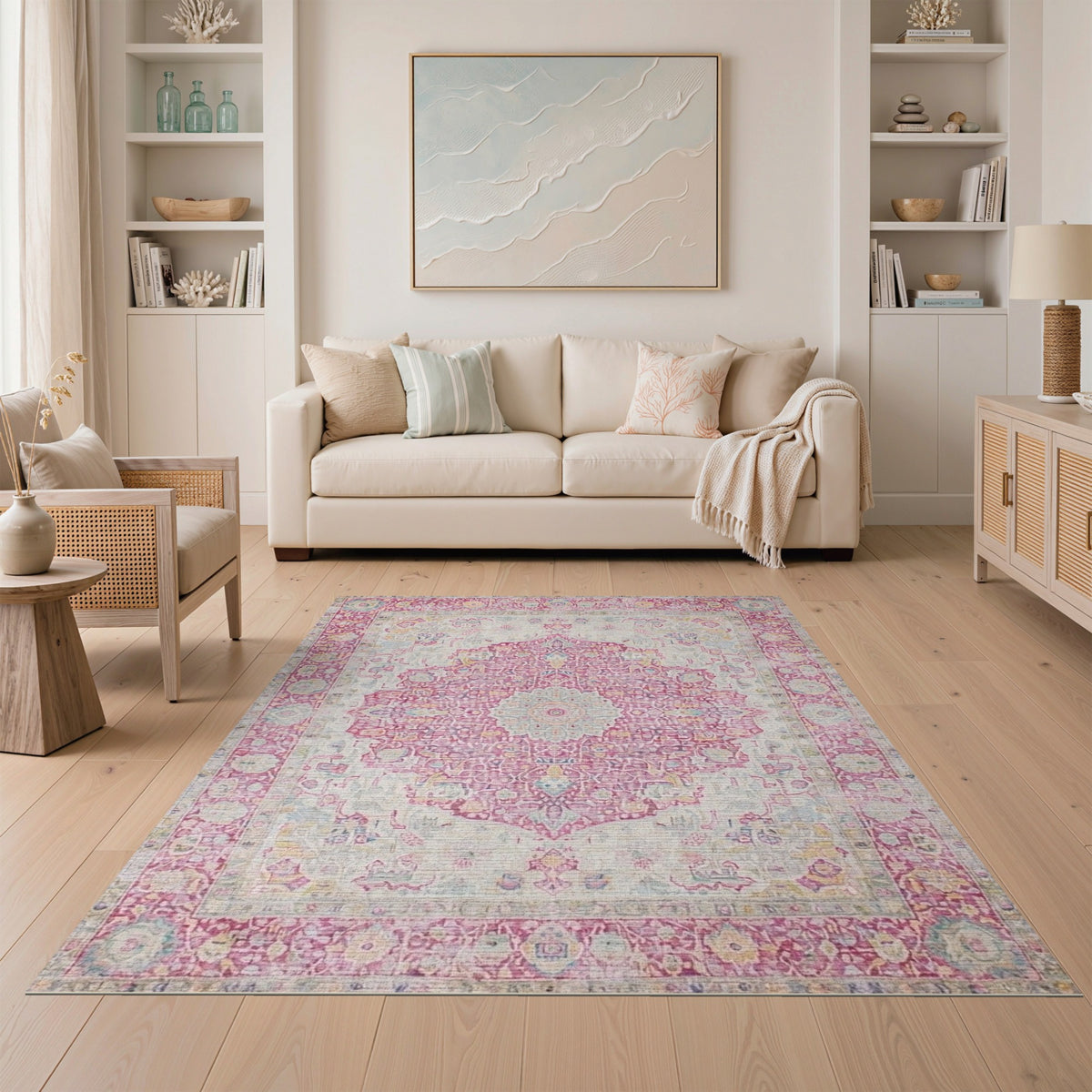 Pink Floral Medallion Vintage No. 3 Area Rug