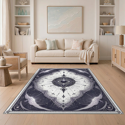 Geometric Modern Black and White Celestial Geometric Black White Area Rug
