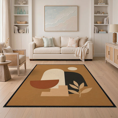 Geometric Modern Brown and Tan Abstract Geometric Brown Area Rug
