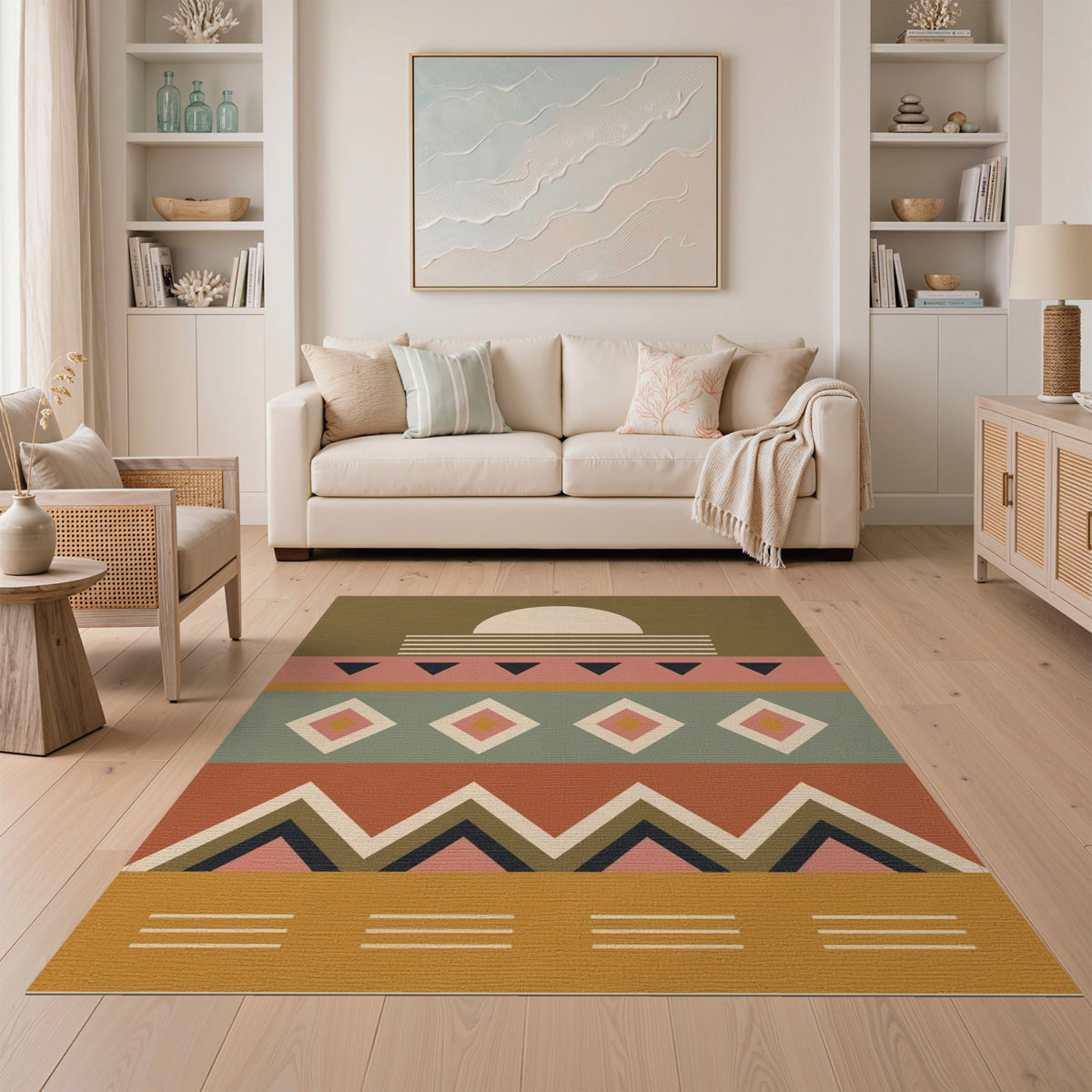 Southwestern Geometric Sun Area Rug